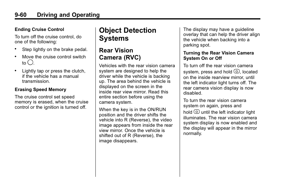 Object detection systems, Rear vision camera (rvc), Object detection systems -60 | Rear vision, Camera (rvc) -60, 60 driving and operating | Hummer 2010 H3 User Manual | Page 244 / 410