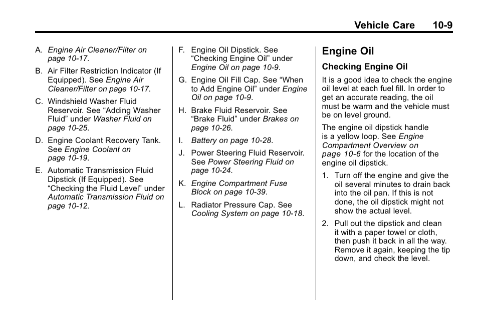 Engine oil, Engine oil -9, Ignition | Vehicle care 10-9 | Hummer 2010 H3 User Manual | Page 275 / 410