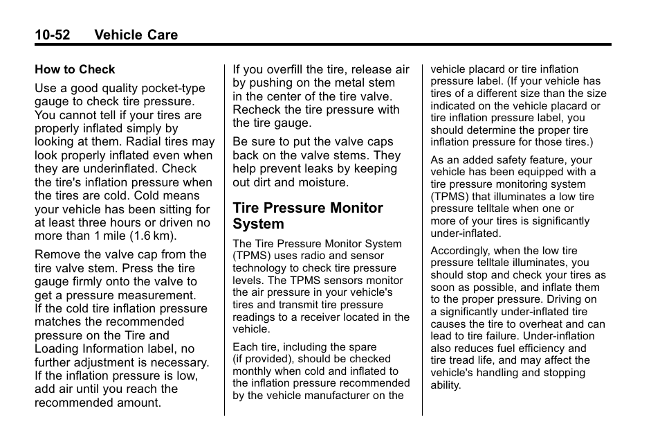 Tire pressure monitor system, Tire pressure monitor, System -52 | Hummer 2010 H3 User Manual | Page 318 / 410