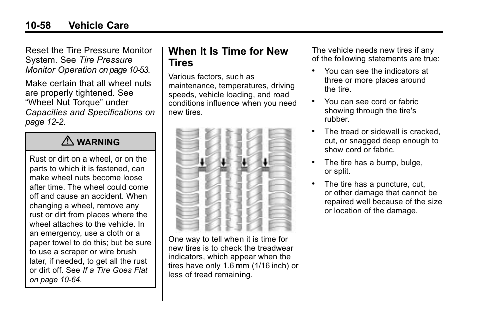 When it is time for new tires, When it is time for new, Tires -58 | 58 vehicle care | Hummer 2010 H3 User Manual | Page 324 / 410