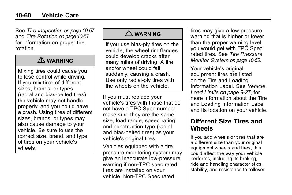 Different size tires and wheels, Different size tires and, Wheels -60 | Hummer 2010 H3 User Manual | Page 326 / 410