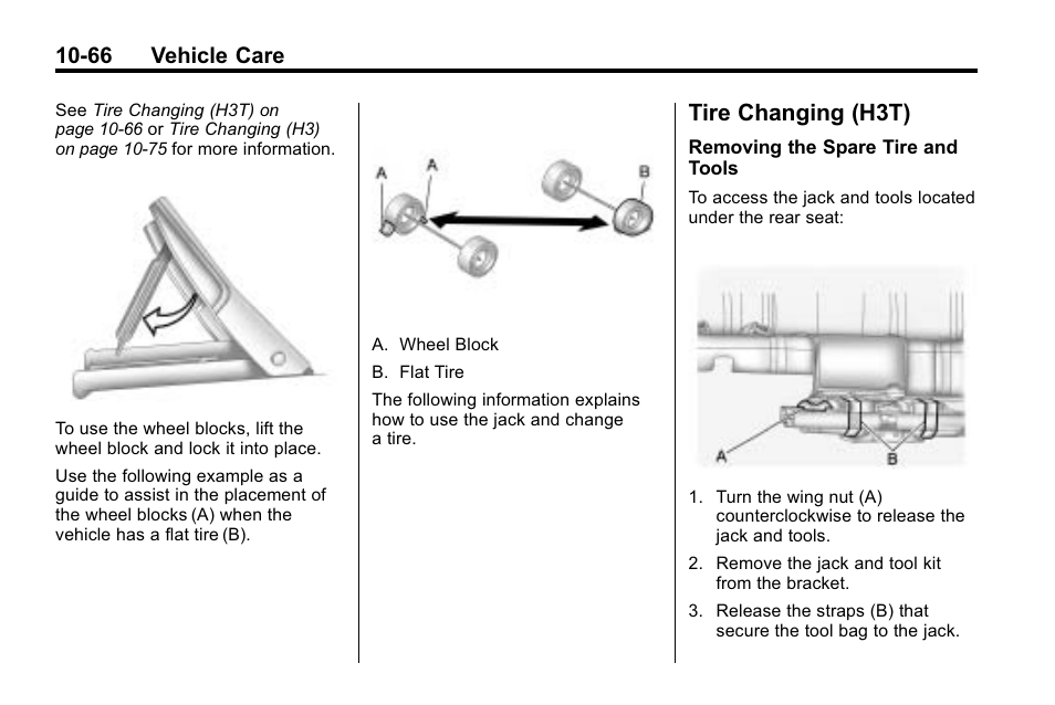 Tire changing (h3t), Tire changing (h3t) -66, Supported | 66 vehicle care | Hummer 2010 H3 User Manual | Page 332 / 410