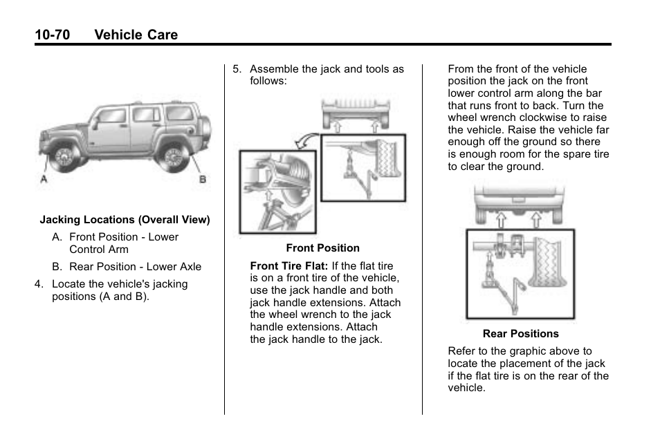 70 vehicle care | Hummer 2010 H3 User Manual | Page 336 / 410