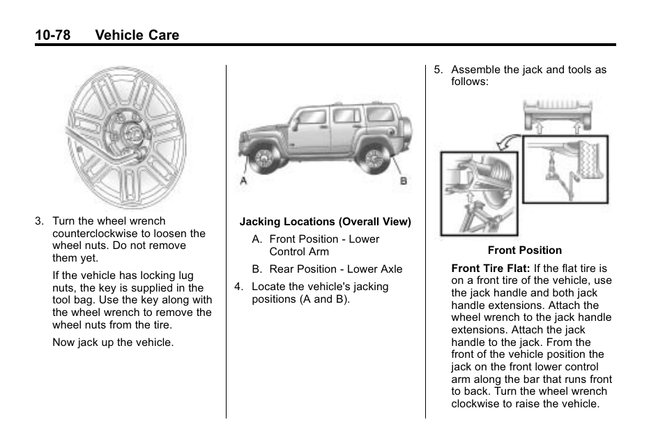 78 vehicle care | Hummer 2010 H3 User Manual | Page 344 / 410