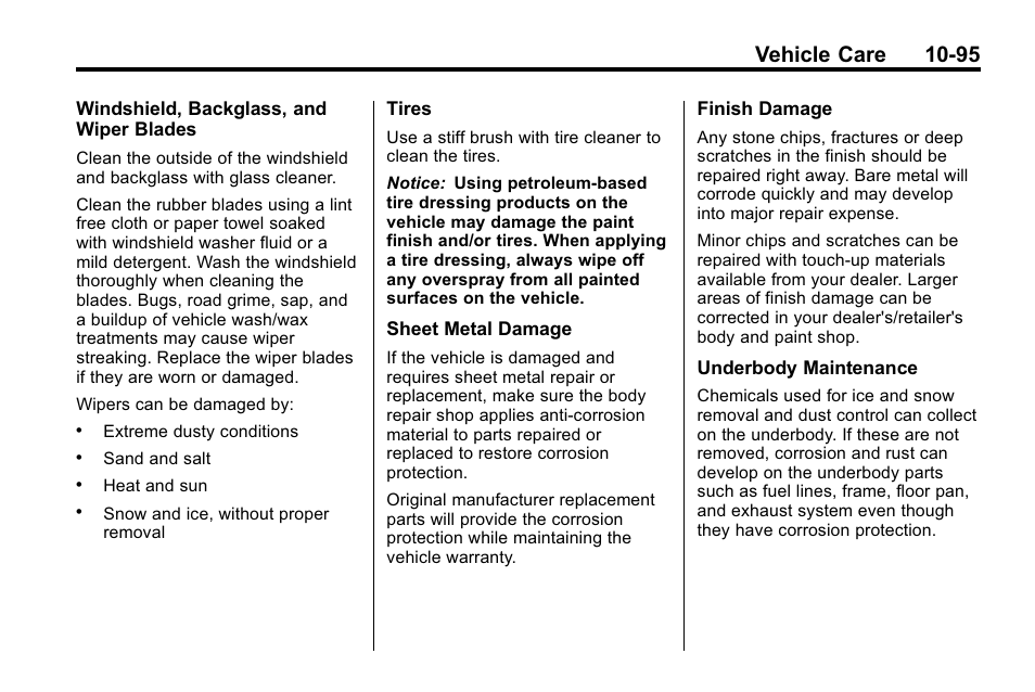 Vehicle care 10-95 | Hummer 2010 H3 User Manual | Page 361 / 410