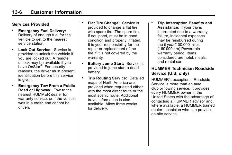 6 customer information | Hummer 2010 H3 User Manual | Page 388 / 410