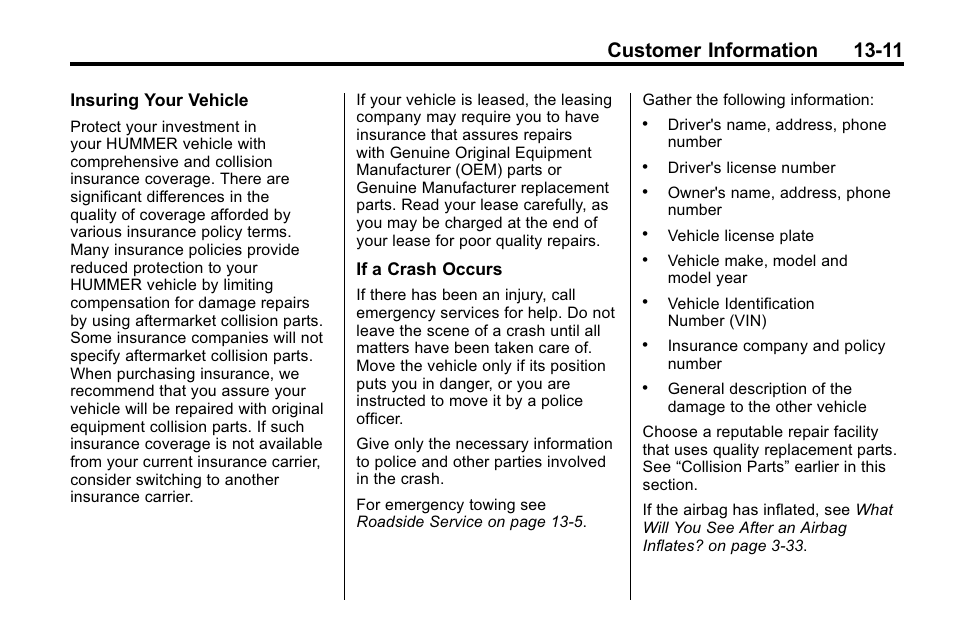 Customer information 13-11 | Hummer 2010 H3 User Manual | Page 393 / 410