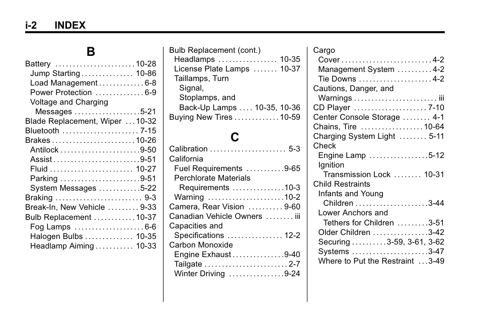 Index_b, Index_c, I-2 index | Hummer 2010 H3 User Manual | Page 400 / 410