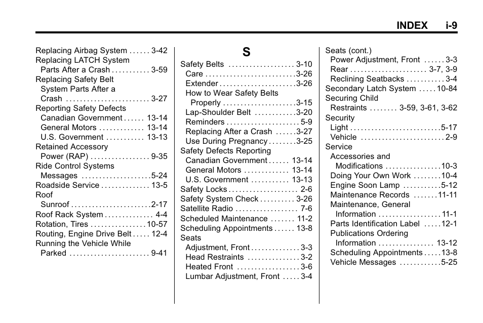 Index_s, Index i-9 | Hummer 2010 H3 User Manual | Page 407 / 410