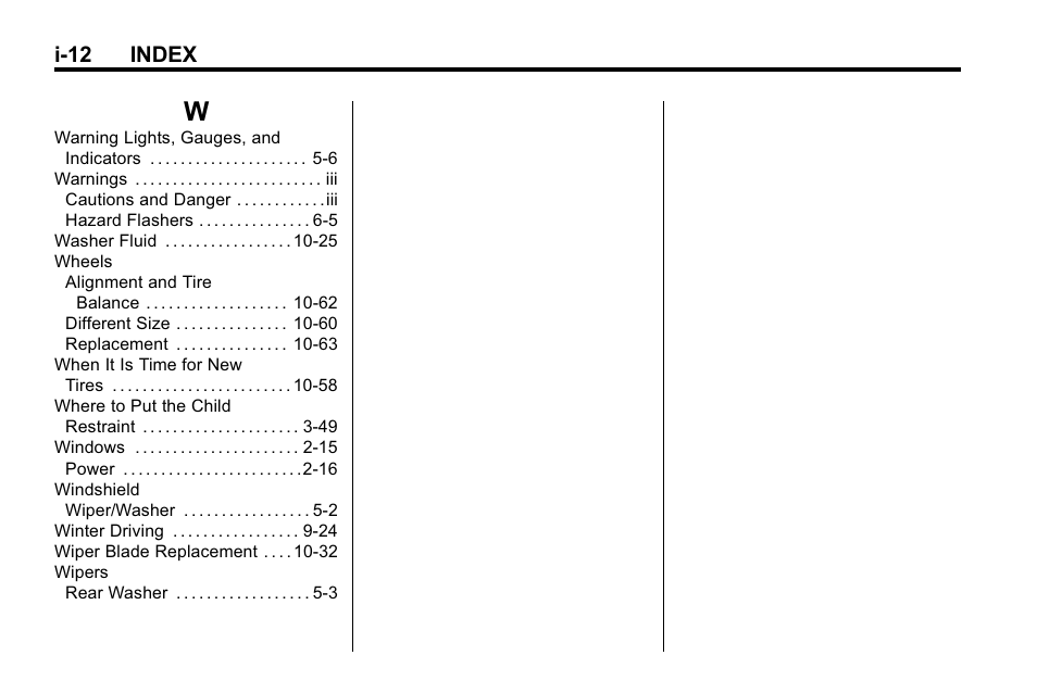 Index_w, I-12 index | Hummer 2010 H3 User Manual | Page 410 / 410