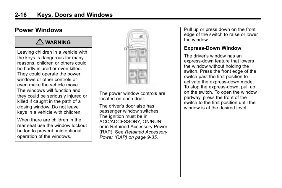 Power windows, Power windows -16 | Hummer 2010 H3 User Manual | Page 42 / 410