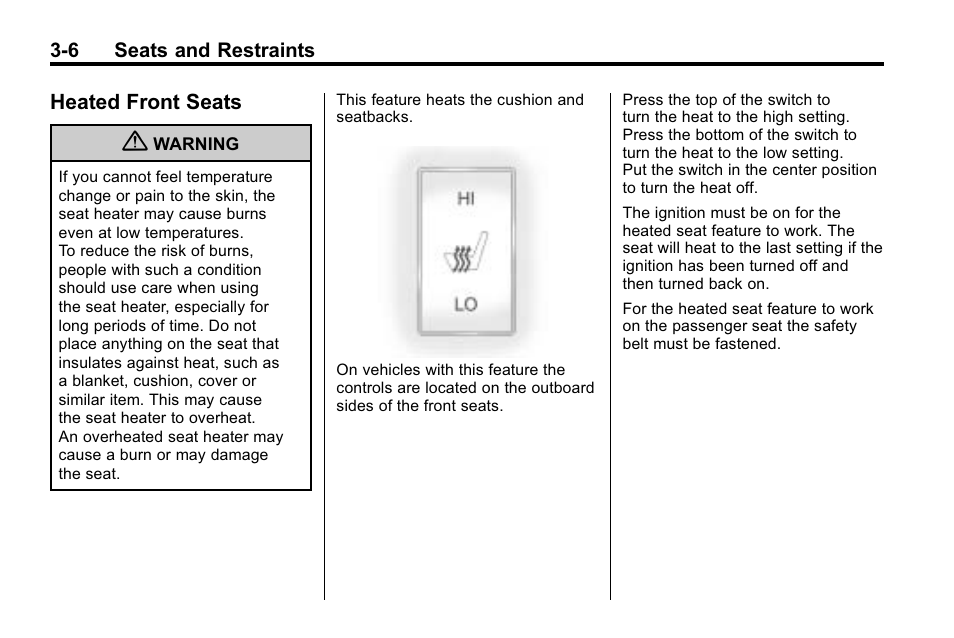 Heated front seats, Heated front seats -6 | Hummer 2010 H3 User Manual | Page 50 / 410