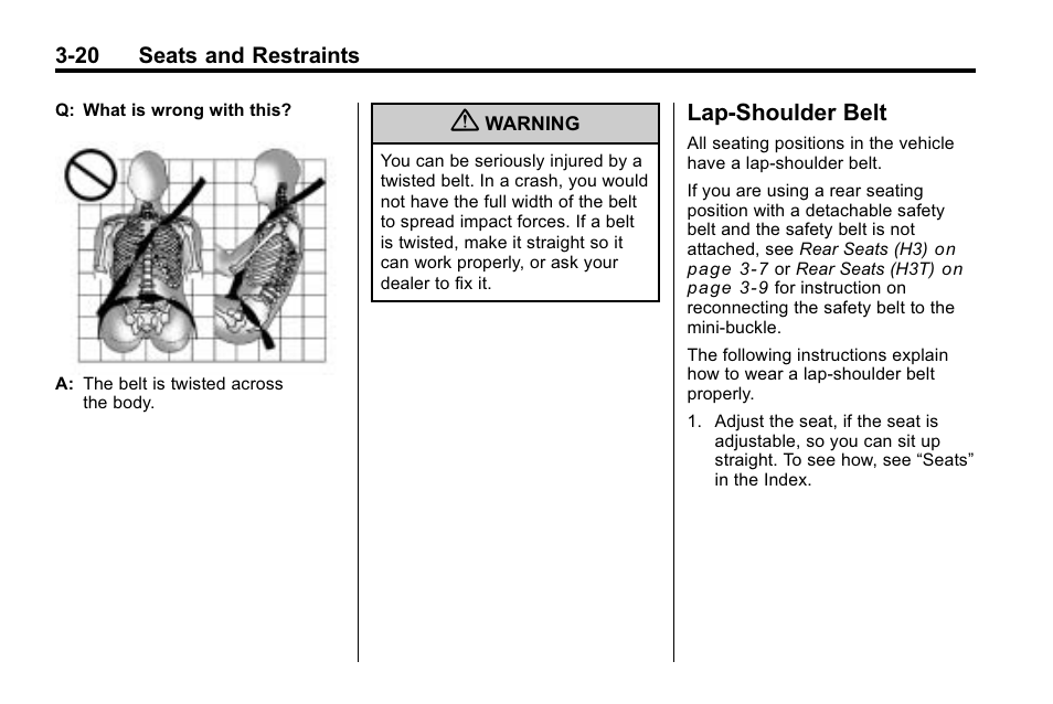 Lap-shoulder belt, Lap-shoulder belt -20, Replacing | Hummer 2010 H3 User Manual | Page 64 / 410