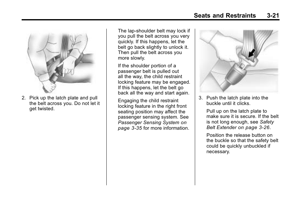 Seats and restraints 3-21 | Hummer 2010 H3 User Manual | Page 65 / 410