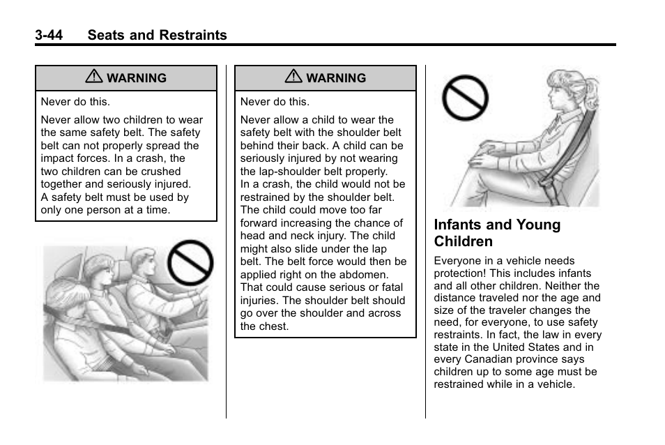 Infants and young children, Infants and young, Children -44 | Hummer 2010 H3 User Manual | Page 88 / 410