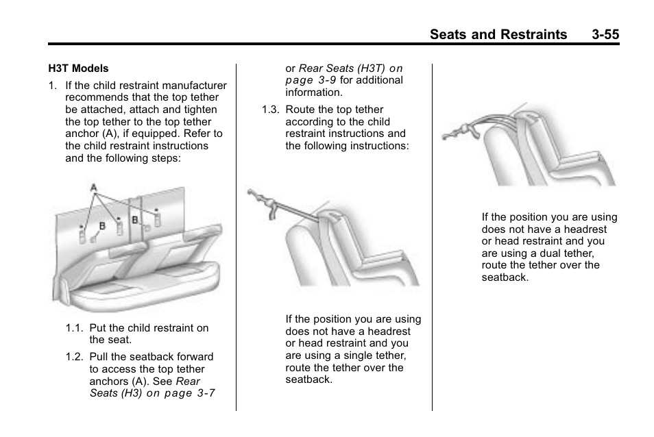 Seats and restraints 3-55 | Hummer 2010 H3 User Manual | Page 99 / 410