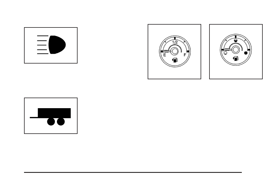 Highbeam on light, Tow/haul mode light, Fuel gage | Hummer 2008 H2 User Manual | Page 197 / 504