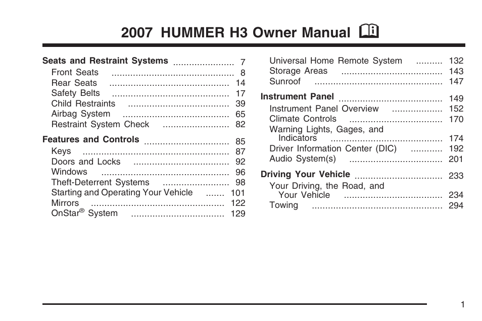 Hummer 2007 H3 User Manual | 480 pages