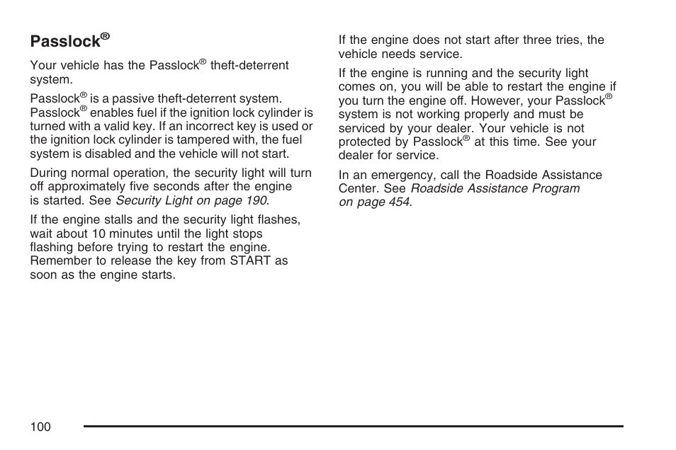 Passlock | Hummer 2007 H3 User Manual | Page 100 / 480