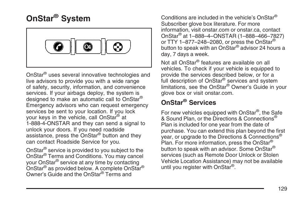 Onstar® system, Onstar, System | Services | Hummer 2007 H3 User Manual | Page 129 / 480