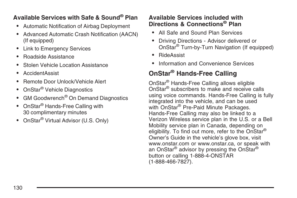 Onstar, Hands-free calling | Hummer 2007 H3 User Manual | Page 130 / 480