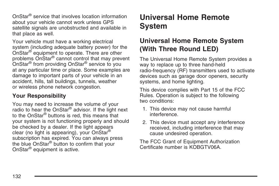 Universal home remote system, With three round led) | Hummer 2007 H3 User Manual | Page 132 / 480