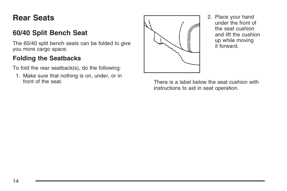 Rear seats, 60/40 split bench seat | Hummer 2007 H3 User Manual | Page 14 / 480
