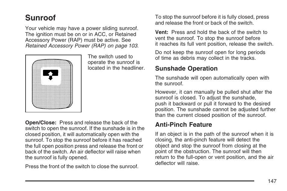 Sunroof | Hummer 2007 H3 User Manual | Page 147 / 480