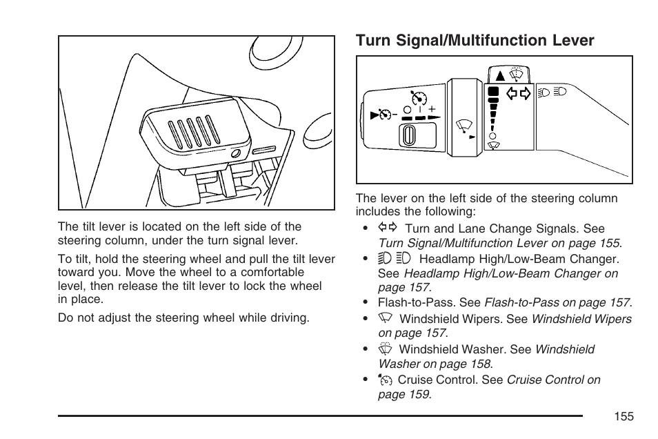 Turn signal/multifunction lever, Turn, Signal/multifunction lever | Hummer 2007 H3 User Manual | Page 155 / 480