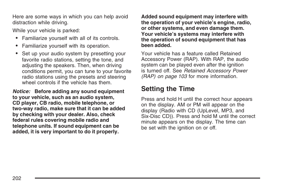 Setting the time | Hummer 2007 H3 User Manual | Page 202 / 480