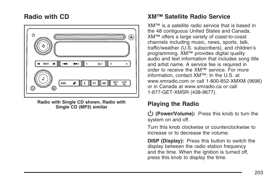 Radio with cd | Hummer 2007 H3 User Manual | Page 203 / 480