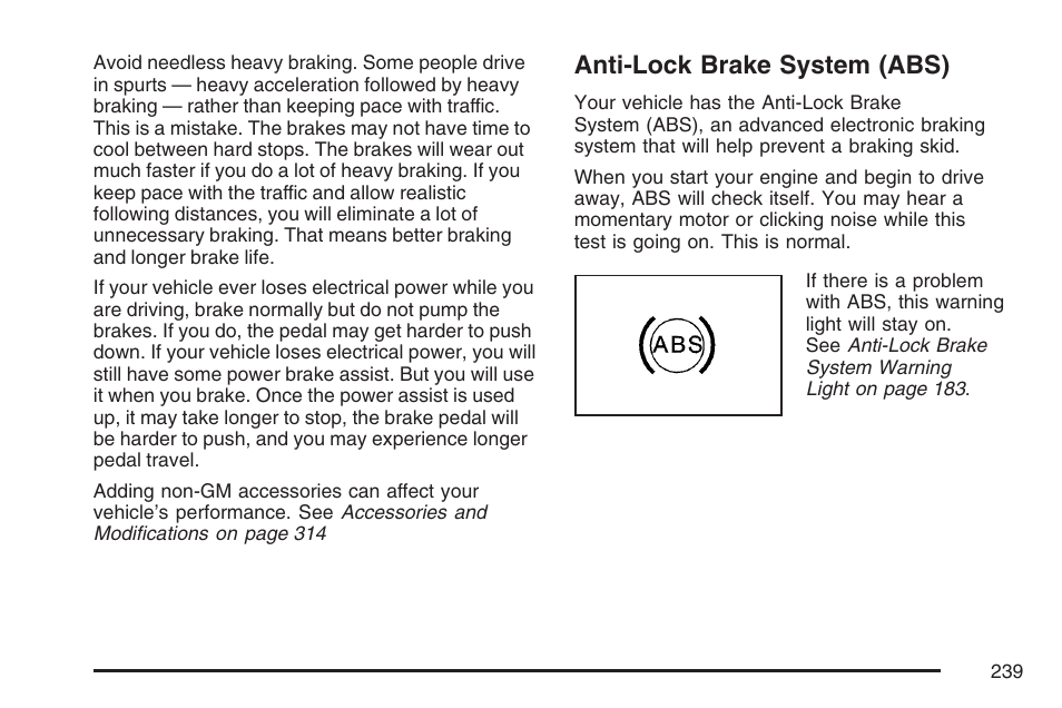 Anti-lock brake system (abs) | Hummer 2007 H3 User Manual | Page 239 / 480