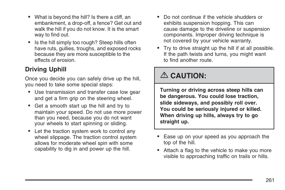 Caution | Hummer 2007 H3 User Manual | Page 261 / 480
