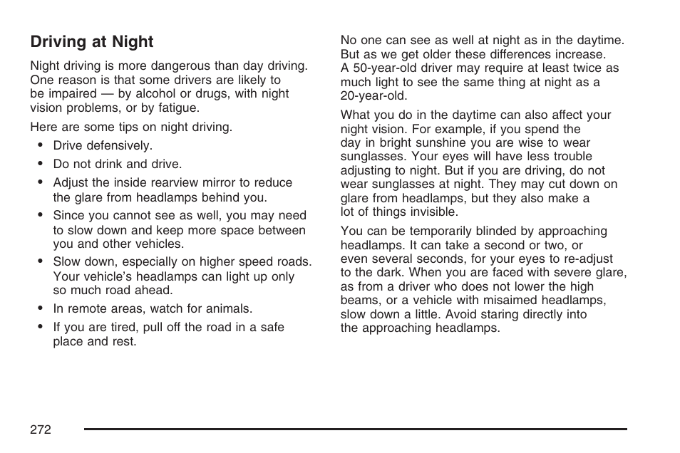 Driving at night | Hummer 2007 H3 User Manual | Page 272 / 480