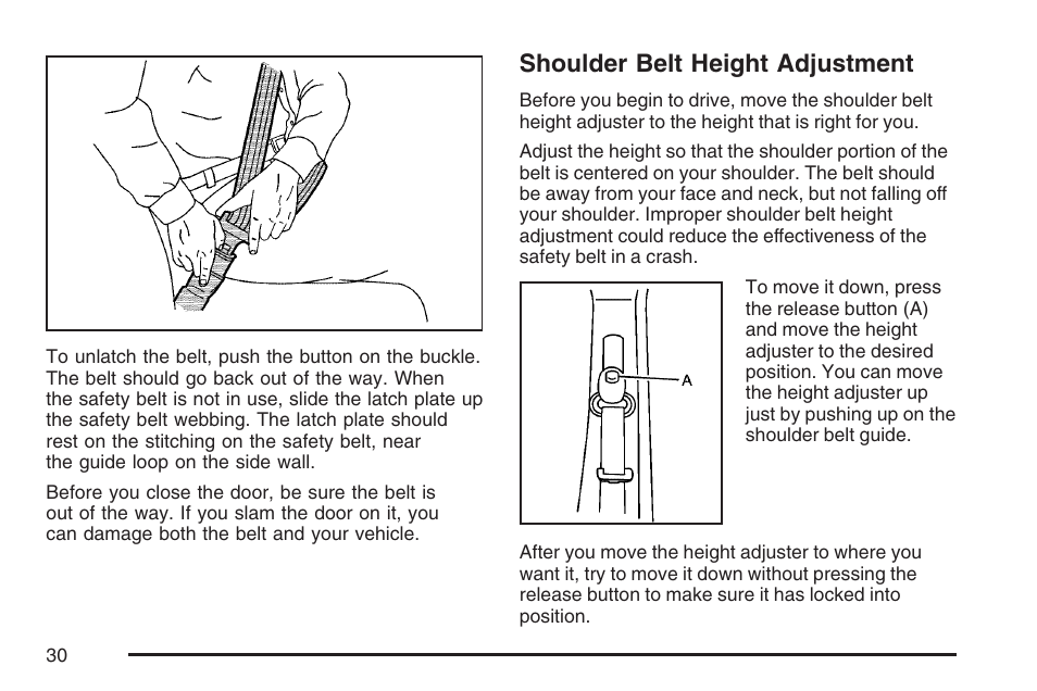 Shoulder belt height adjustment | Hummer 2007 H3 User Manual | Page 30 / 480