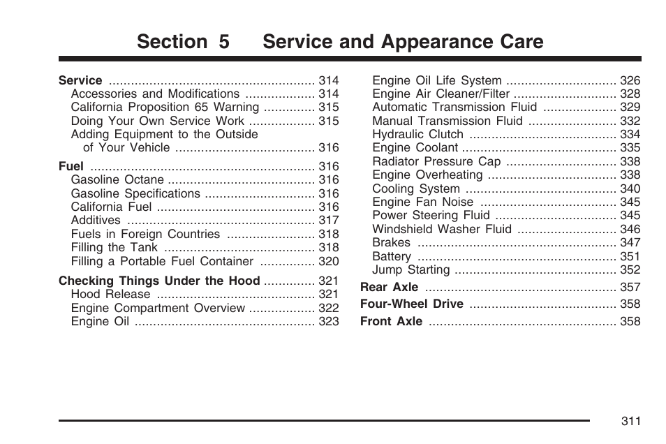 Service and appearance care | Hummer 2007 H3 User Manual | Page 311 / 480