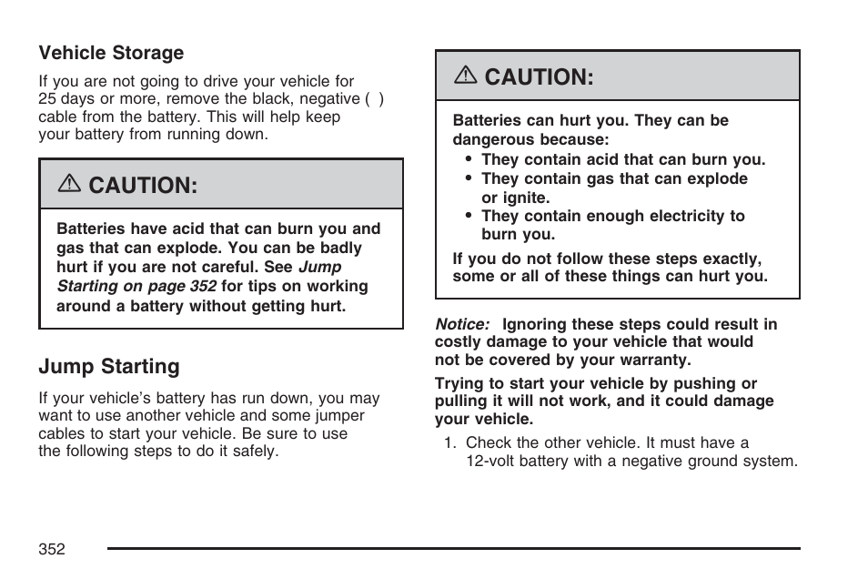 Jump starting, Jump, Starting | Caution | Hummer 2007 H3 User Manual | Page 352 / 480