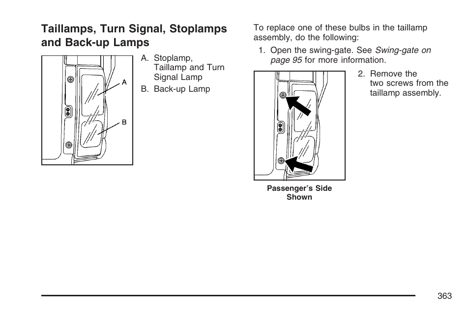 Taillamps, turn signal, stoplamps, And back-up lamps | Hummer 2007 H3 User Manual | Page 363 / 480