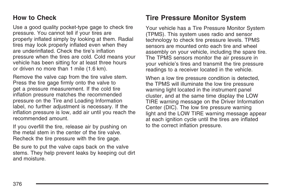 Tire pressure monitor system | Hummer 2007 H3 User Manual | Page 376 / 480