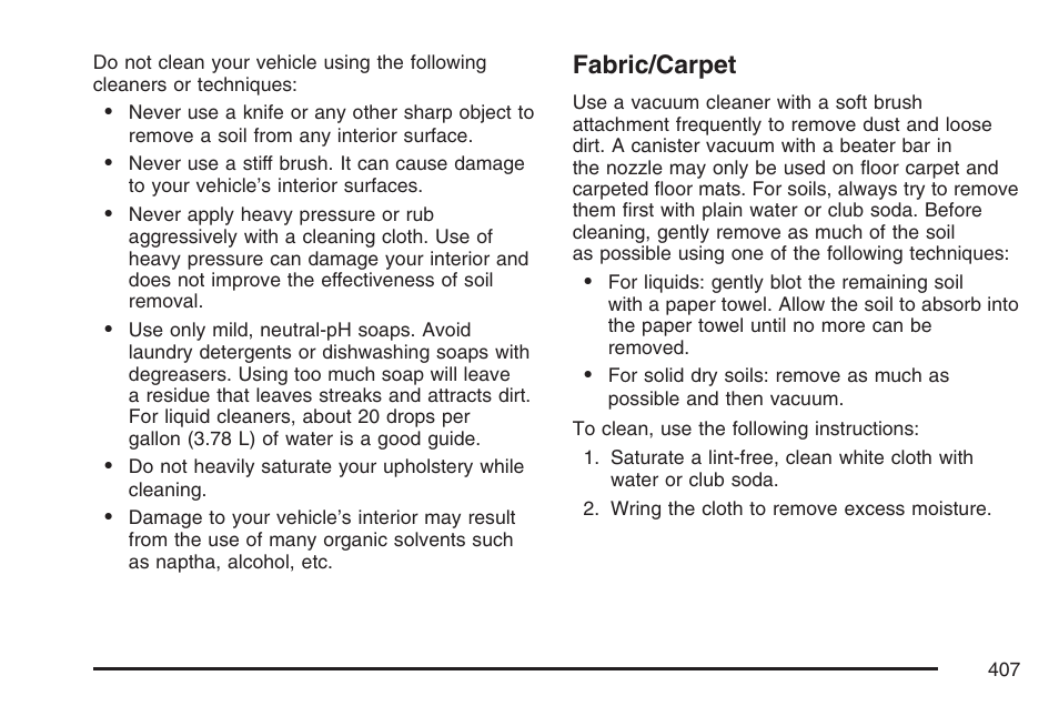 Fabric/carpet | Hummer 2007 H3 User Manual | Page 407 / 480