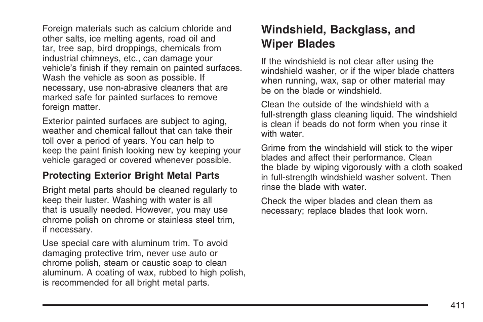 Windshield, backglass, and wiper blades | Hummer 2007 H3 User Manual | Page 411 / 480