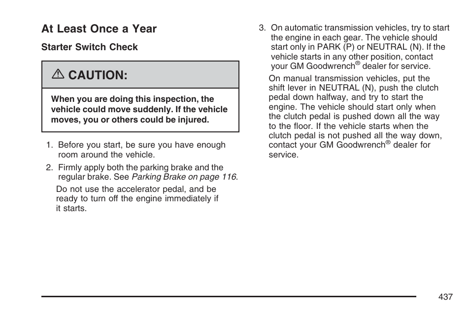 At least once a year, Caution | Hummer 2007 H3 User Manual | Page 437 / 480