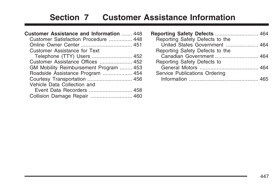 Customer assistance information | Hummer 2007 H3 User Manual | Page 447 / 480