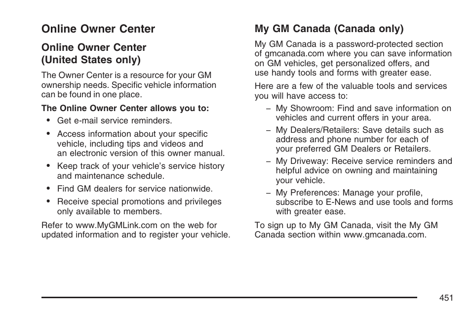 Online owner center | Hummer 2007 H3 User Manual | Page 451 / 480