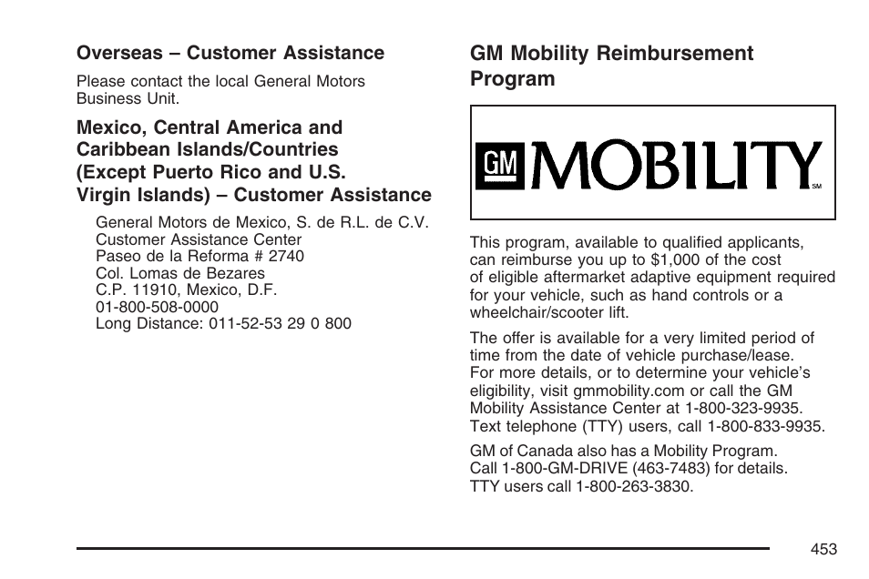Gm mobility reimbursement program | Hummer 2007 H3 User Manual | Page 453 / 480