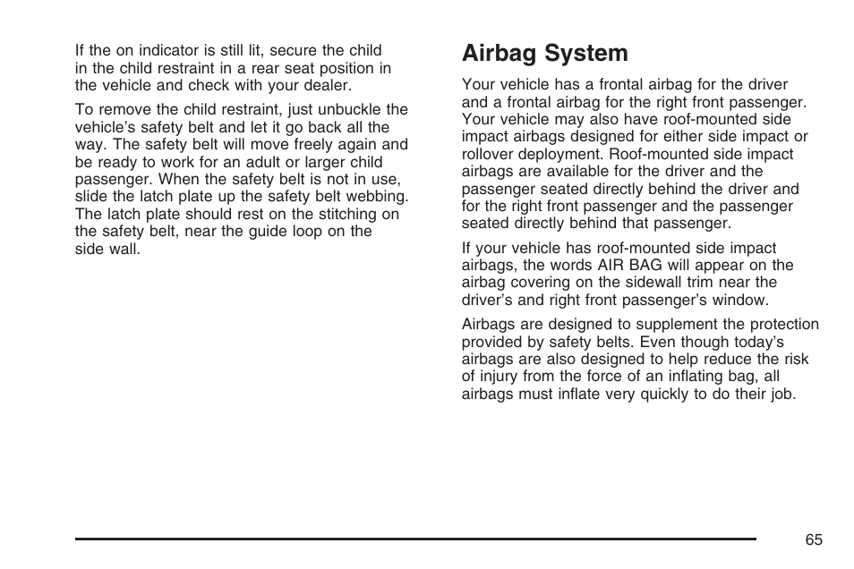 Airbag system | Hummer 2007 H3 User Manual | Page 65 / 480