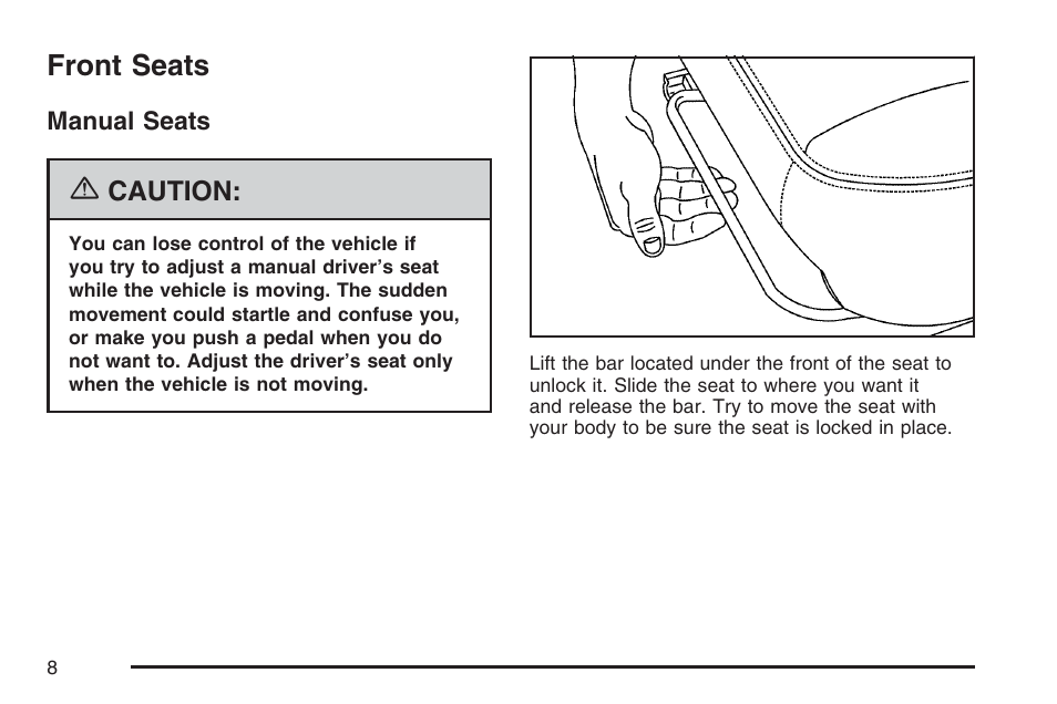 Front seats, Manual seats | Hummer 2007 H3 User Manual | Page 8 / 480