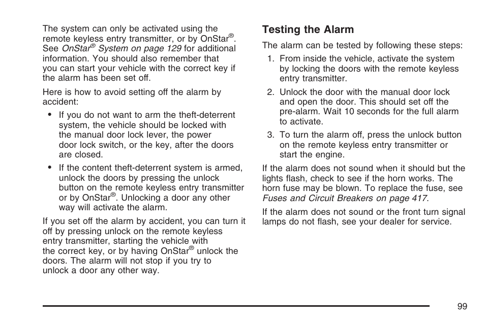 Testing the alarm | Hummer 2007 H3 User Manual | Page 99 / 480