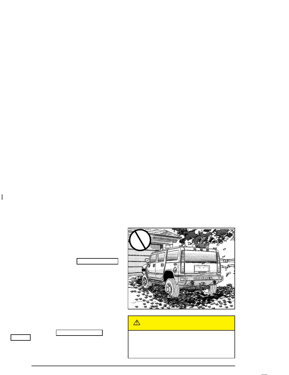 Shifting out of park (p), Parking over things that burn, Caution | Hummer 2004 H2 User Manual | Page 112 / 472