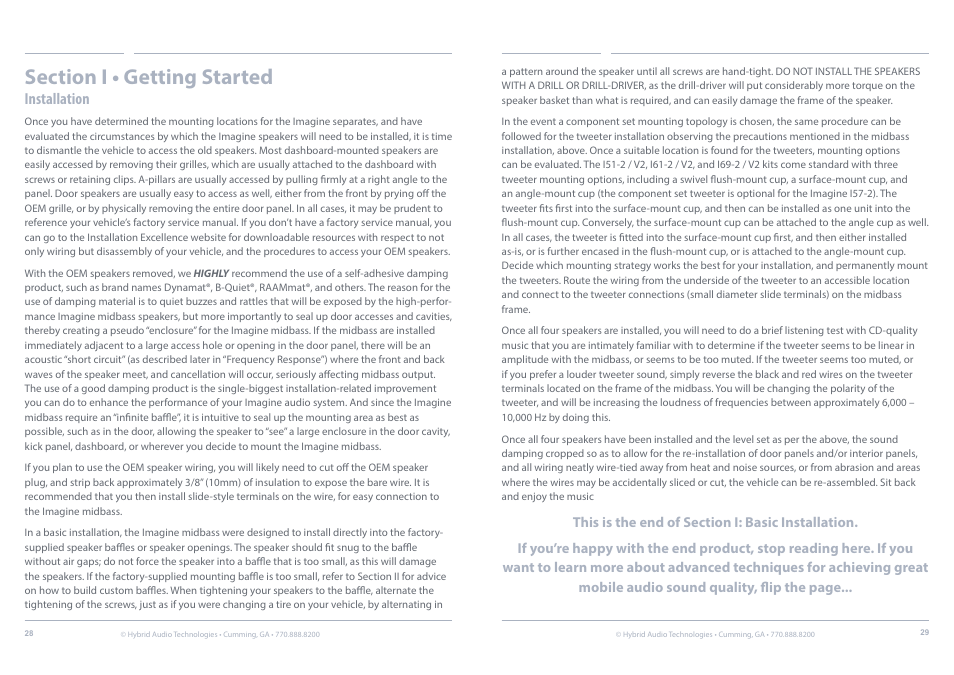 Installation | Hybrid Audio Technologies Imagine Series Components User Manual | Page 15 / 21
